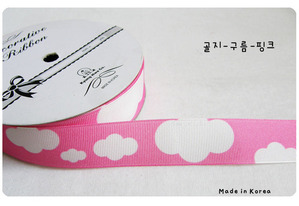골지-구름-핑크 2.5cm 길이 1m 리본 ( 장식 포장 공예 만들기 재료 diy 헤어핀)